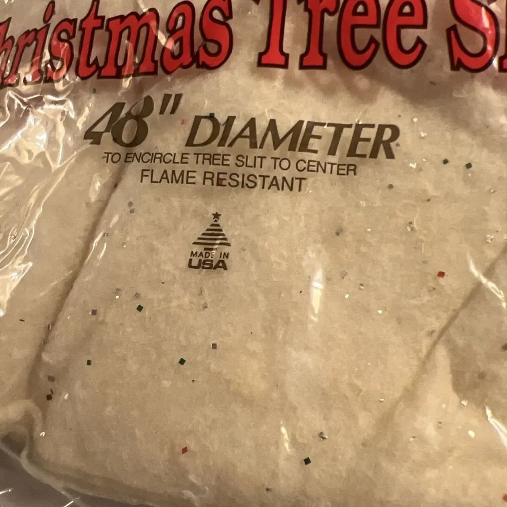Vintage Sparkl-Tex Glittering Christmas Tree Skirt White w/ Glitter 48
